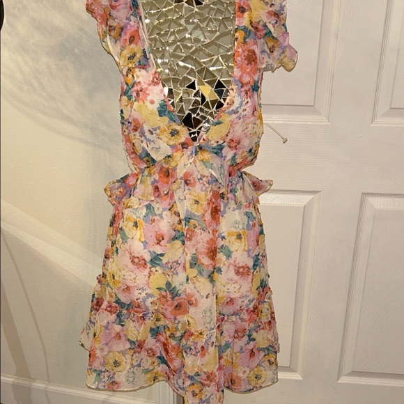 AQUA Ruffled V Neck Mini Dress - Exclusive Sz XL - Picture 8 of 15